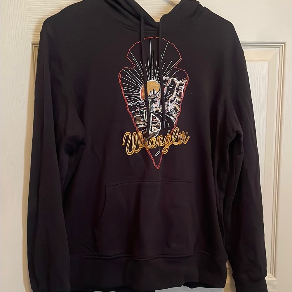 Wrangler Black Hoodie with Graphic Design